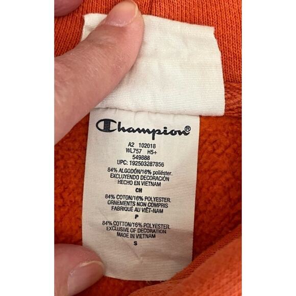 Champion Orange Vintage Women’s Reverse Weave Hooded Pullover Sweatshirt, S - Picture 10 of 12